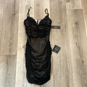 Lulu rugged, black and beige dress